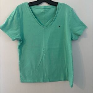 293T Tommy Hilfiger Women's Aqua V-Neck Tee